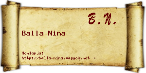 Balla Nina névjegykártya